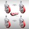 Service Caster 5 Inch SS Red Polyurethane Swivel 12mm Threaded Stem Caster Set Brake SCC SCC-SSTS20S514-PPUB-RED-TLB-M1215-4 - alternate 4